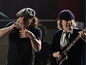 AC/DC perform on stage at the 57th Annual Grammy Awards in Los Angeles February 8, 2015.