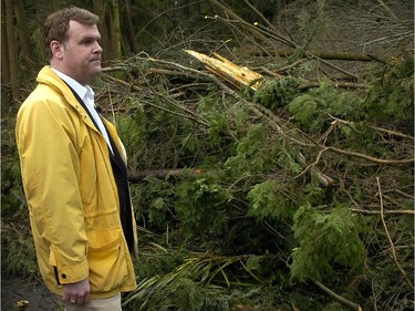 2007: Federal Enviroment minister John Baird visited Vancouver's Stanley Park with Mayor Sam Sullivan to have a first hand look at the recent damage done by the high winds, January 8, 2007.