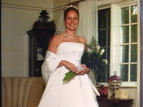 Melissa Hoogenraad in her 2003 wedding gown, a gift from her mother.