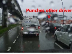 A 26-year-old man is facing a possible assault charge after a dashboard video of an apparent road rage incident on a rainy Vancouver street found its way onto YouTube.