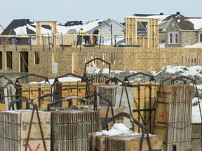 Although the cold slowed down housing starts in February, construction continues at Minto's Arcadia development next to Tanger Outlets and the Canadian Tire Centre.