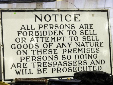 'Forbidden to Sell' sign for sale. Ottawa Antique and Vintage Market at the Carleton University Fieldhouse.