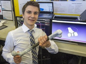 Daniel McInnis has developed a system for computer assisted bone transplant surgery using a $500 scanner that could replace a $80,000 scanner. The 2015 edition of the Ottawa Regional Science Fair (ORSF) at Carleton University, for grades 7 to 12 students in the Ottawa-Carleton Region to research, develop, and present projects in the fields of science and engineering. (Pat McGrath / Ottawa Citizen)

Daniel McInnis project title: Picture this: A Novel Approach to Limb Donor Matching, Prosthetic Design and Bone Allografts