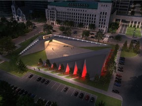 A drawing of the winning ABSTRAKT Studio Architecture concept for the National Memorial to Victims of Communism which will be situated near the Supreme Court of Canada.
