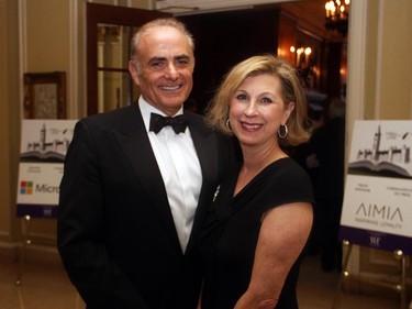 Air Canada president and CEO Calin Rovinescu and Elaine Rovinescu at the Politics and the Pen dinner held at the Fairmont Chateau Laurier on Wednesday, March 11, 2015.