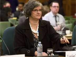 Louise Vincent, sister of Warrant Officer Patrice Vincent who was killed in a hit-and-run attack in St-Jean-sur-Richelieu, Que., prepares to testify at the Commons public safety committee looking into Bill C-51 in Ottawa, Monday, March 23, 2015.
