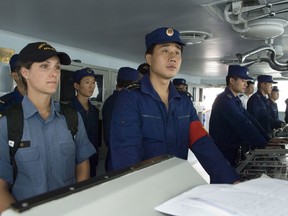 ENGLISH/ANGLAIS
ET2006-1103-33
24 August 2006
Qingdao, China

Sub-Lieutenant Crystal Myers, MARS Officer HMCS REGINA, is observing operations on the bridge of the Harbin, a ship from the North Sea Fleet of the People's Liberation Army (Navy) {PLA(N)].  This is the first time a female Canadian Forces member has been on this ship. 

Four crew members from HMCS REGINA and an Imagery Technician from Canadian Forces Base (CFB) Esquimalt, British Columbia, are participating in a co-operative passage exercise aboard the Harbin, a 052 class Destroyer from the PLA(N) with the REGINA while she embarks at sea after a four day visit in Qingdao, China. 

Qingdoa is the headquarters of the PLA(N) North Sea Fleet and is the third stop in a series of Westploy Ports in Japan, China and South Korea, where the intention is to strengthen relationships with our Asian/Pacific neighbors, as well as to allow the ships company to recuperate after participating in the RIMPAC exercise off Pearl Harbour. 

Image