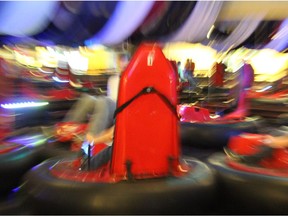 Flashing lights and mirrors provide a funhouse atmosphere during a bumper car ride at Funhaven, a local amusement centre that‚Äôs popular with kids and adults alike.  (photo courtesy Funhaven) , for March 7 daytrip on outing to Funhaven amusement centre
