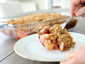 You can make a complete late-winter meal using only ingredients from the Ottawa Farmers' Market. Pictured here, an apple and cranberry crisp.