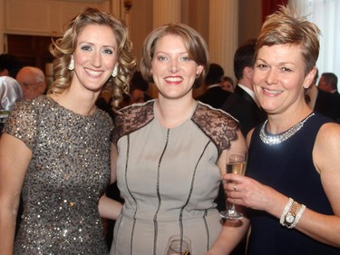 From left, Jane Kennedy with Gillian Cartwright and Kelly Mounce at the Politics and the Pen dinner held at the Fairmont Chateau Laurier on Wednesday, March 11, 2015.