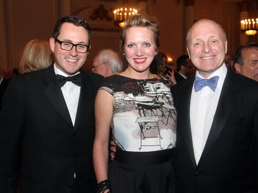 From left, Politics and the Pen committee members Patrick Kennedy and Elizabeth Gray-Smith with U.S. Ambassador Bruce Heyman at the benefit dinner for the Writers' Trust of Canada, held Wednesday, March 11, 2015, at the Fairmont Chateau Laurier.
