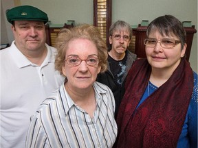 (from left) Scott Helman, Gladys Whincup, Robert Dore and Lise Langevin are four of the 50 worker/clients of the Ottawa-Carleton Association for Persons with Developmental Disabilities who were in danger of losing their jobs at a federal paper shredding facility at Tunney's Pasture after more than 30 years.