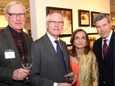 From left, Thirteen Strings board member Rob Clipperton with Austrian Ambassador Arno Riedel and his wife, Loretta Loria-Riedel, and Grant McDonald from KPMG at a Thirteen Strings Chamber Orchestra benefit held at Koyman Galleries on Tuesday, March 24, 2015.