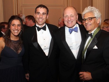 From left, Victoria Shore with Andrew Harris from Amazon, U.S. Ambassador Bruce Heyman and Gowlings partner Jacques Shore at the Politics and the Pen dinner held at the Fairmont Chateau Laurier on Wednesday, March 11, 2015.