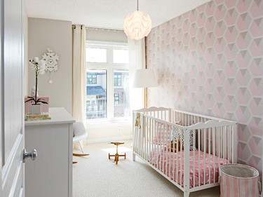 One of the three bedrooms in the Boundary is outfitted as a nursery.