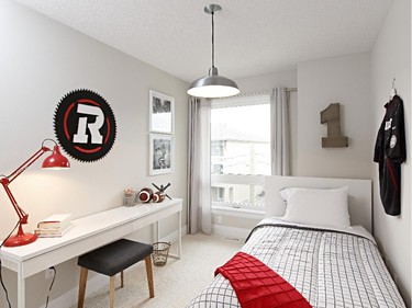 One of the bedrooms in the Jericho is kitted out as a Redblacks room complete with a football.