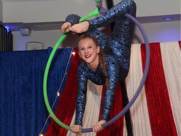 Genevieve Luneau, 12, from the KaliAndrews Dance Company was part of the circus-themed entertainment at the St. Patrick's Home of Ottawa's 150th anniversary soiree, held at the Centurion Conference and Event Centre on Thursday, March 12, 2015.