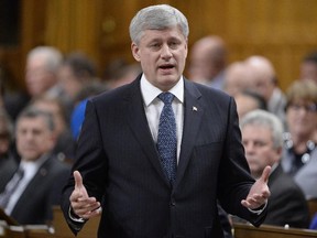 Prime Minister Stephen Harper answers a question during Question period in the House of Commons in Ottawa on Tuesday, March 24, 2015.