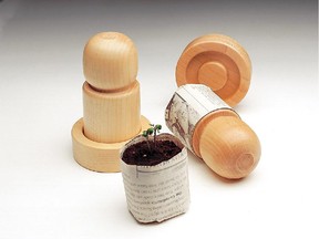 The Pot Maker from Lee Valley turns recycled newspaper into seedling pots.