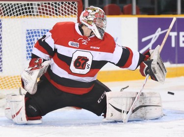 Liam Herbst of the Ottawa 67's during second period OHL action.