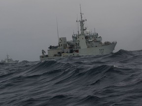ET2015-4002-33
HMCS WHITEHORSE conducts maneuverability exercises with HMCS NANAIMO off the northern coast of California during transit south to participate in OP CARIBBE on 16 February 2015. 
OP CARIBBE is an ongoing international task force aimed at drug interdiction and counter smuggling operations in the Caribbean sea and along the pacific coastline of North, Central and South America.

Image By; Cpl Blaine Sewell MARPAC Imaging Services