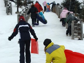 The walk up a toboggan hill in Ottawa in 2006.