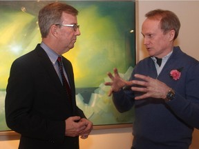 Ottawa Mayor Jim Watson was seen chatting on Thursday, February 26, 2015, at the OAG Annex with Nepean-born retired astronaut Steve MacLean in front of a Claude Picher painting.