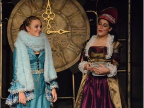 Louisa James-Beswick performs as Countess Aurelia, Madwoman of Chaillot (L), Claire Avisar preforms as Constance, Madwoman of Passy during Elmwood School's Cappies production of the The Madwoman of Chaillot.