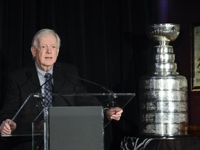 Hockey historian Paul Kitchen announces a plan for a Lord Stanley memorial monument on the Sparks StreetMall in 2013.
