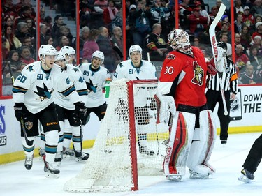 Hammond gets scored on by San Jose to tie it up 1-1 in the second.