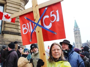 Over 300 people gathered by the PM's office in Ottawa in opposition of Bill C-51 on Saturday March 14, 2015 as part of a nation wide protest. Emanuela Campanella/Ottawa Citizen