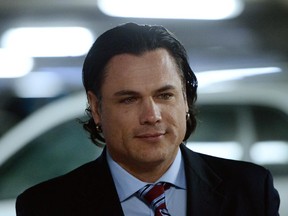 Suspended senator Patrick Brazeau arrives at the Gatineau Courthouse on March 25. He faces charges of assault and sexual assault from an incident in 2013.