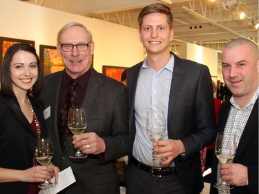 Rachel Sokolsky with Thirteen Strings board member Rob Clipperton, Mike Sutcliffe and Shawn Barker at An Evening of Wine, Food and Art, held at the Koyman Galleries on Tuesday, March 24, 2015, in support of the Thirteen Strings Chamber Orchestra.