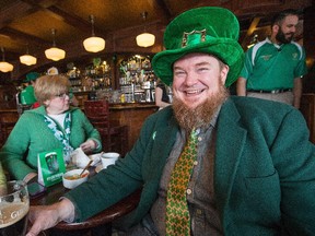 Shawn Fagan enjoys both St Paddy's Day and his birthday at the Heart and Crown Irish Pub in the Byward Market as celebrants flock to pubs and taverns for the annual celebration of St Patrick's Day on on March 17, 2015.