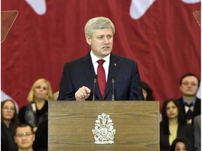 Prime Minister Stephen Harper makes an announcement in Richmond Hill, Ont., on Friday, Jan. 30, 2015.