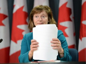 Suzanne Legault, Information Commissioner of Canada, holds a press conference in the National Press Theatre in Ottawa on Tuesday, March 31, 2015, after tabling her special report "Striking the Right Balance for Transparency - Recommendations to modernize the Access to Information Act.