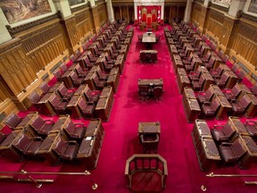 The Senate chamber on Parliament Hill is seen May 28, 2013 in Ottawa.