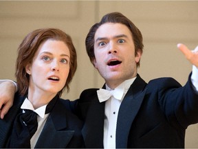 Wallis Giunta (L) and John Brancy rehearse the Opera Lyra production of The Marriage of Figaro.