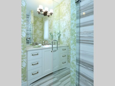 The main bathroom has the feel of a master ensuite.
