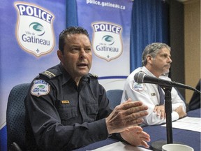 Sgt Jean-Paul LeMay and Dep Chief Andre Labelle at Wednesday media conference. The Police Department of the City of Gatineau Qc ( SPVG ) arrested a 22-year-old mother for the manslaughter of her 6 month old baby girl.