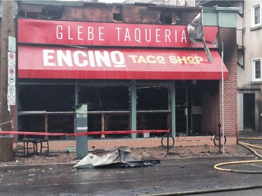 Aftermath scene from the overnight explosion and fire in the Glebe near the corner of Bank Street and Fifth Avenue.