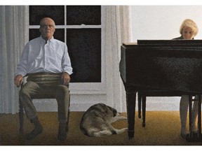 Alex Colville
Living Room, 1999-2000
Acrylic on masonite, 41.8 x 58.5 cm, National Gallery of Canada, on exhibit until September 7.