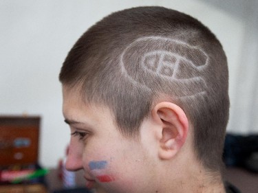 Carol Anne Laporte-Eare has a Habs logo shaved on her head the Ottawa Senators get set to take on the Montreal Canadiens at the Bell Centre in Montreal for Game 5 of the NHL Conference playoffs on Friday evening.