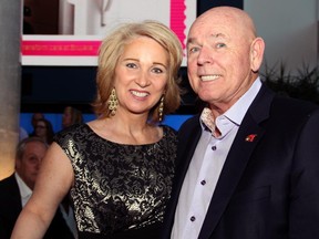 Colleen McBride-O'Brien and former Ottawa mayor Larry O'Brien were seen arriving to the Inaugural Broadway for Bruyère Gala pre-show party in the Performance Court office tower on Thursday, April 16, 2015.