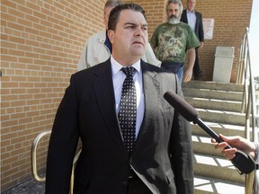 Former Conservative MP Dean Del Mastro leaves court at his sentencing hearing in Lindsay, Ont., Tuesday, April 28, 2015. Del Mastro was found guilty of overspending in his 2008 election campaign then trying to cover it up.