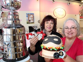 Faye Kaplan, right, and her daughter Nadine Hecht of The Cake Shop sell Ottawa Senators cookies and Hamburglar cakes.