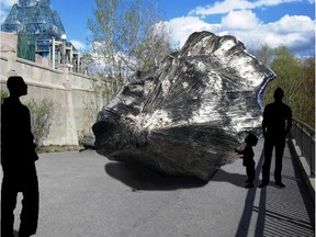 This sculpture by Quebec City artist Marc-Antoine Cote, titled Il/Elle n'a pas de nom, will be on temporary exhibit for the next two years just below Major's Hill park near the entrance to the Alexandra Bridge this summer.