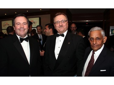 From left, keynote speaker and federal cabinet minister Jason Kenney with Gregory Evanik, president of the Royal Commonwealth Society's Ottawa branch, and Krishan Gupta, co-chair of the 27th Commonwealth Dinner.