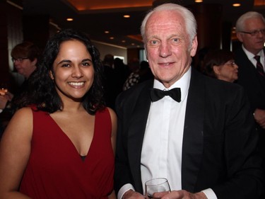 Keya Joseph with long-time Royal Commonwealth Society supporter Sir Charles Gunning at the 27th Commonwealth Dinner held on Tuesday, April 7, 2015.