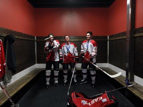 Thomas Kyte, Ryan Chramtchenko and Johnny Kyte are members of the Canadian team that brought home a silver medal from the Deaflympics in Russia this year. They suited up for a morning skate at the Complete Hockey Development Centre.